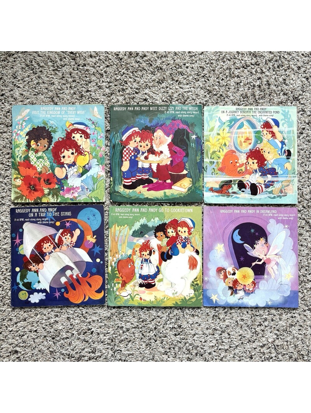 Vintage Hallmark Raggedy Ann Andy Read-Along Popup Books Records Lot of 6 45 RPM
